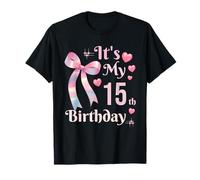 It's My 15th Birthday Coquette Bow 15 Year Old Birthday Girl Camiseta