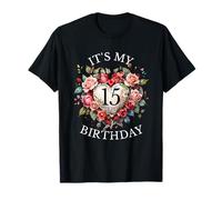 It's My 15th Birthday Rose Flower 15 Year Old Girls Birthday Camiseta