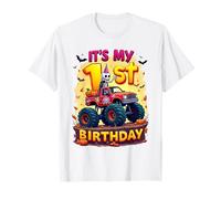 It's My 1st Birthday Boy Skeleton Monster Truck Halloween Camiseta