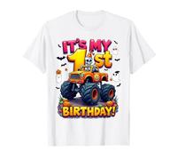 It's My 1st Birthday Boy Skeleton Monster Truck Halloween Camiseta