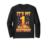 It's My 1st Birthday Party 1 Year Old Kids Halloween Pumpkin Manga Larga