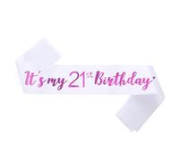 It's My 21st Birthday Sash White, banda de cumpleaños para niñas, banda de cumpleaños para niñas, banda de cumpleaños para regalos de cumpleaños, decoraciones y suministros de fiesta, blanco con