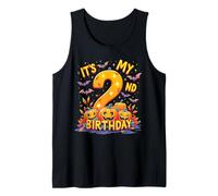 It's My 2nd Birthday Party 2 Year Old Kids Halloween Pumpkin Camiseta sin Mangas