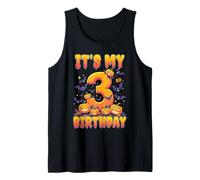 It's My 3rd Birthday Party 3 Year Old Kids Halloween Pumpkin Camiseta sin Mangas