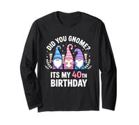 It's My 40th Birthday Gnomes 40 Years Old Party Gnome Squad Manga Larga
