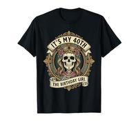 It's My 40th The Birthday Girl Gothic Skeleton Art Camiseta