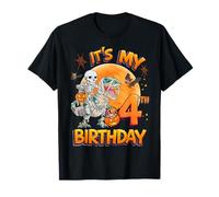 It's My 4th Birthday Dinosaur Skeleton Halloween 4 Years Old Camiseta