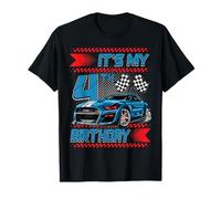 It's My 4th Birthday Race Car Party Outfit 4 Year Old Boys Camiseta