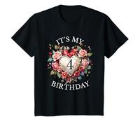 It's My 4th Birthday Rose Flower 4 Year Old Girls Birthday Camiseta