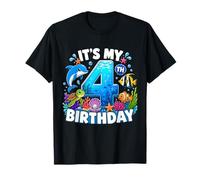 Its My 4th Birthday Sea Ocean Animal 4 Years Old Kids Camiseta