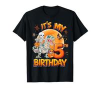 It's My 5th Birthday Dinosaur Skeleton Halloween 5 Years Old Camiseta