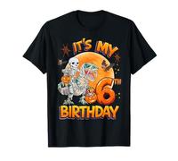 It's My 6th Birthday Dinosaur Skeleton Halloween 6 Years Old Camiseta
