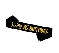 It's My 76th Birthday Sash - Banda para regalo de cumpleaños número 76 para niña, accesorios para hombre y mujer, color negro con letras doradas