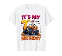 It's My 7th Birthday Boy Skeleton Monster Truck Halloween Camiseta