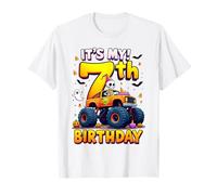 It's My 7th Birthday Boy Skeleton Monster Truck Halloween Camiseta