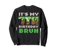 It's My 7th Birthday Bruh Pixel Gamer 7 Bday Gaming Boys Kids Sudadera