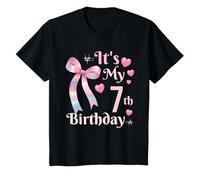 It's My 7th Birthday Coquette Bow 7 Year Old Birthday Girl Camiseta