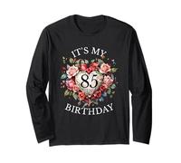 It's My 85th Birthday Rose Flower 85 Year Old Women Birthday Manga Larga