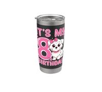 It's My 8th Birthday Cute Puppy Dog Kids 8 Years Old Vaso térmico de acero inoxidable de doble pared