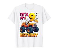 It's My 9th Birthday Boy Skeleton Monster Truck Halloween Camiseta