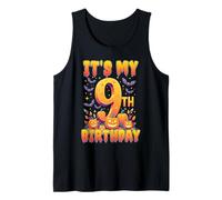 It's My 9th Birthday Party 9 Year Old Kids Halloween Pumpkin Camiseta sin Mangas