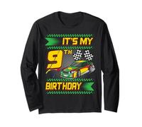 It's My 9th Birthday Race Car Party Outfit 9 Year Old Boys Manga Larga