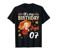 It's My Birthday Born On August 7th Happy Me Cute Autumn Girl Camiseta