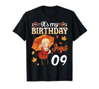 It's My Birthday Born On August 9th Happy Me Cute Autumn Girl Camiseta