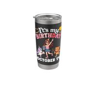 It's My Birthday Born On October 14th Happy Me You Cute Girl Vaso térmico de acero inoxidable de doble pared