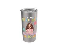 It's My Birthday Born On Septiembre 10th Happy Me You A Girl Vaso térmico de acero inoxidable de doble pared