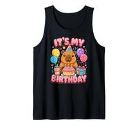 Its My Birthday Capybara Cute Party Cake Balloons Camiseta sin Mangas