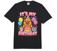 Its My Birthday Capybara Cute Party Cake Balloons Comfort Colors Adult Heavyweight T-Shirt