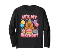 Its My Birthday Capybara Cute Party Cake Balloons Manga Larga