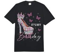 It's My Birthday Corona de tacón Alto Mariposas Estrellas B-Day Comfort Colors Adult Heavyweight T-Shirt