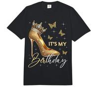 It's My Birthday Corona de tacón Alto Mariposas Estrellas B-Day Comfort Colors Adult Heavyweight T-Shirt