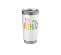It's My Birthday Girl Party Rainbow Kids Teenager Women Girls Vaso térmico de acero inoxidable de doble pared