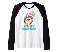It's My Birthday Kawaii Hedgehog Camiseta Manga Raglan