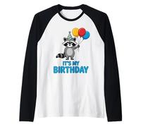 It's My Birthday Kawaii Racoon Camiseta Manga Raglan