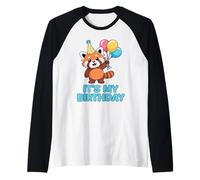 It's My Birthday Kawaii Red Panda Camiseta Manga Raglan