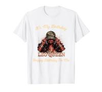 It's My Birthday Leo Queen Mujer Negra con Gorra Camo Girl Camiseta gráfica económica, Hombre, Blanco, S
