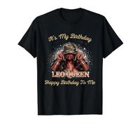 It's My Birthday Leo Queen Mujer Negra con Gorra Camo Girl Camiseta gráfica económica, Hombre, Negro, S