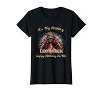 It's My Birthday Leo Queen Mujer Negra con Gorra Camo Girl Camiseta gráfica económica, Mujer, Negro, S