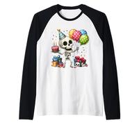 It's My Birthday Party Halloween Esqueleto Cumpleaños Niño Camiseta Manga Raglan