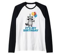 It's My Birthday Racoon Camiseta Manga Raglan