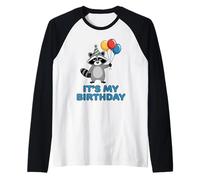 It's My Birthday Racoon Camiseta Manga Raglan