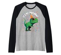 It's My Birthday Trex Rwar Dino Mite Cumpleaños Niño Niña Camiseta Manga Raglan