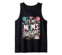 It's My Mom'S Birthday Cute Graphic with Cake & Confetti Camiseta sin Mangas