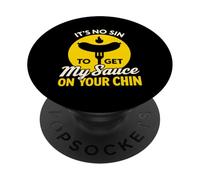 It's No Pecado To Get My Sauce On Your Chin Funny BBQ Meat Lover PopSockets PopGrip Adhesivo