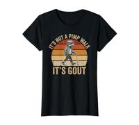 It's Not A Pimp Walk Its Gout Funny Frog Dad Retro Sunset Camiseta gráfica económica, Mujer, Negro, XL