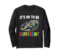 It's Ok To Be Different Autism Racing Car Awareness Manga Larga